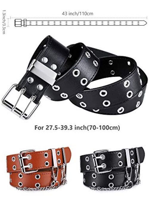 Double Grommet Women Punk Belts Prong Buckle Jeans Waist Belts