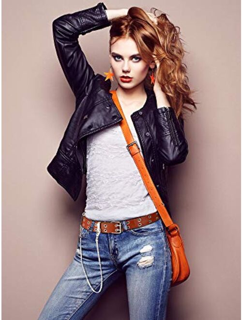 Double Grommet Women Punk Belts Prong Buckle Jeans Waist Belts