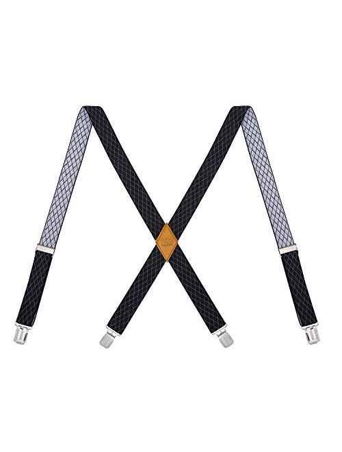 YJDS Suspenders for Men X Back Heavy Duty Adjustable Elastic with 4 Metal Clips