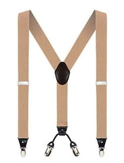 Men's Y-Back 1.4 Inches Wide 4-Clips Adjustable Suspenders