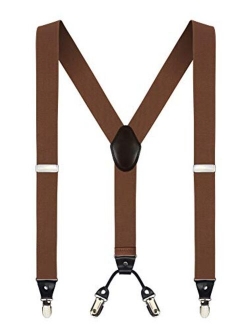 Men's Y-Back 1.4 Inches Wide 4-Clips Adjustable Suspenders