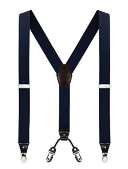 Men's Y-Back 1.4 Inches Wide 4-Clips Adjustable Suspenders