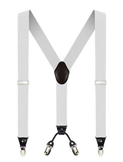 Men's Y-Back 1.4 Inches Wide 4-Clips Adjustable Suspenders