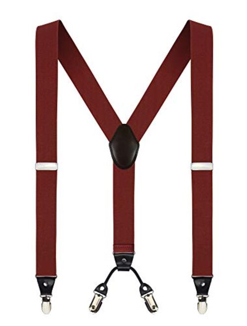 Men's Y-Back 1.4 Inches Wide 4-Clips Adjustable Suspenders