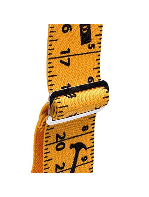 Mens Suspenders 2" Wide Adjustable and Elastic Braces X Shape with Very Strong Clips - Heavy Duty tape measure suspenders Gag gift for men