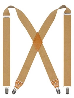 Doloise Adjustable Elastic X Back Style Suspenders for Men's and Women's With Strong Metal Clips