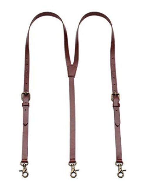 Leather Suspenders for Men Y Back Design Adjustable Brown Gneuine Leather Suspenders Groomsmen Gift for Wedding