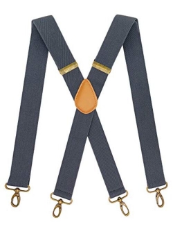 AYOSUSH Vintage Suspenders for Men 4 Snap Hooks for Belt Loops Adjustable X Back