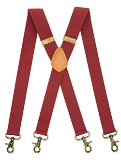 AYOSUSH Vintage Suspenders for Men 4 Snap Hooks for Belt Loops Adjustable X Back