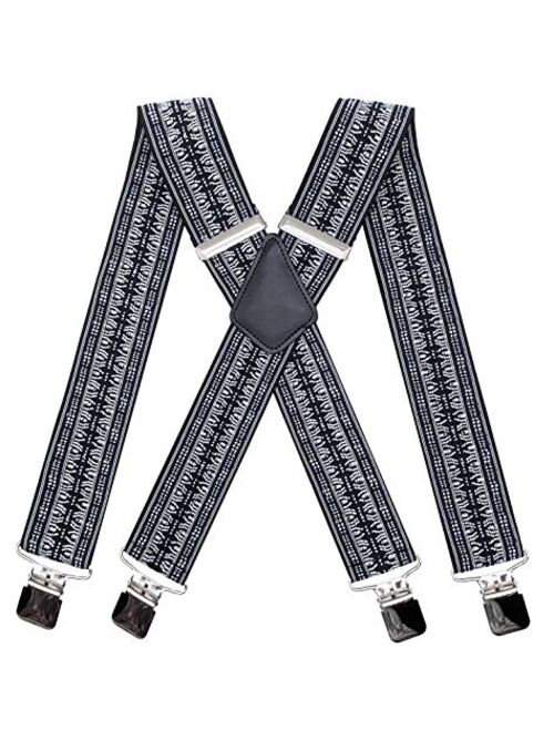 MENDENG Men's Camouflage Clip-End Suspenders 2" Strong Clips Heavy Duty Braces