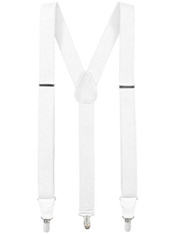 Suspender for Men Made in USA Y-Back Leather Crosspatch Clip on tuxedo suspenders