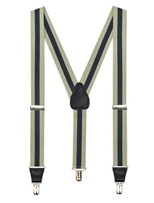 Hold'Em Suspender for Men Made in USA Y-Back Leather Crosspatch Clip on tuxedo suspenders