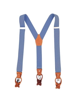 MENDENG Men's Suspenders Braces Leather Strap Father/Husband's Gift 6 Buttons