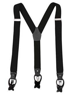 MENDENG Men's Suspenders Braces Leather Strap Father/Husband's Gift 6 Buttons