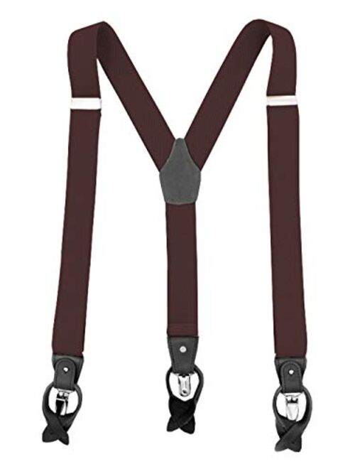 MENDENG Men's Suspenders Braces Leather Strap Father/Husband's Gift 6 Buttons