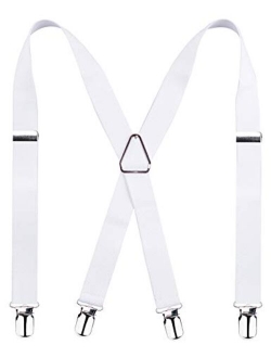 Alizeal Solid Skinny Suspenders X Shape for Men with 4 Clips