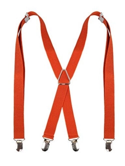 Alizeal Solid Skinny Suspenders X Shape for Men with 4 Clips