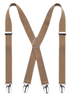 Alizeal Solid Skinny Suspenders X Shape for Men with 4 Clips