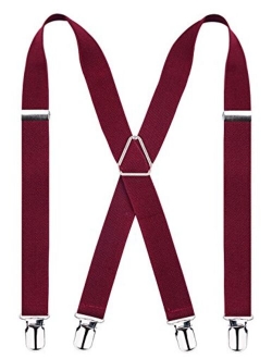 Alizeal Solid Skinny Suspenders X Shape for Men with 4 Clips