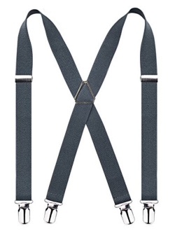 Alizeal Solid Skinny Suspenders X Shape for Men with 4 Clips