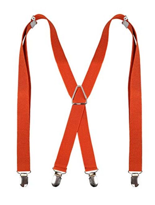 Alizeal Solid Skinny Suspenders X Shape for Men with 4 Clips