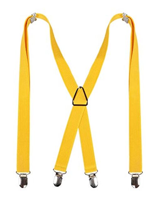 Alizeal Solid Skinny Suspenders X Shape for Men with 4 Clips