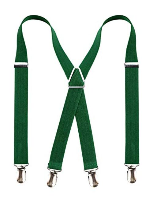 Alizeal Solid Skinny Suspenders X Shape for Men with 4 Clips