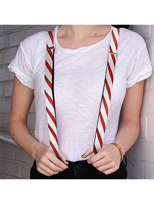 Buckle-Down unisex adults Buckle-down - Candy Cane Suspenders, Multicolor, One Size US