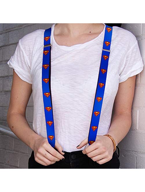 Buckle-Down Men's Suspenders-Superman Shield Blue