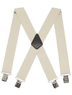 Mens 2 Inch Wide Suspenders Heavy Duty Strong Clips Adjustable Elastic Braces Big and Tall X-Back