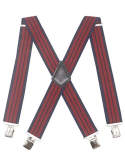 Mens 2 Inch Wide Suspenders Heavy Duty Strong Clips Adjustable Elastic Braces Big and Tall X-Back