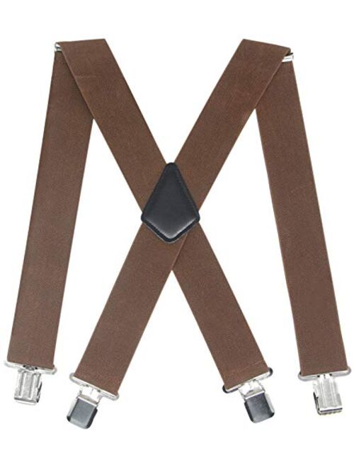 Mens 2 Inch Wide Suspenders Heavy Duty Strong Clips Adjustable Elastic Braces Big and Tall X-Back