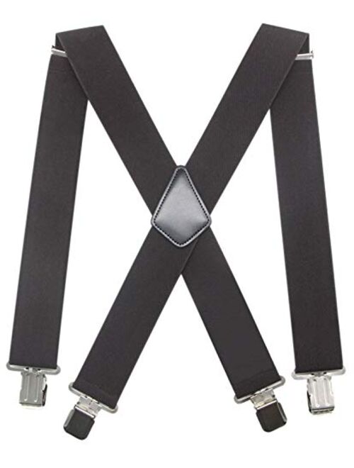 Mens 2 Inch Wide Suspenders Heavy Duty Strong Clips Adjustable Elastic Braces Big and Tall X-Back