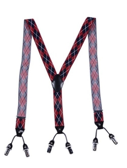 YUNEE Straps Braces 6 Clips Adjustment Elastic Strong Suspenders Jeans Trousers Braces