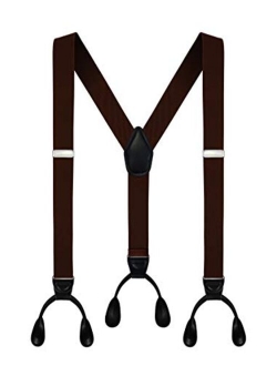 Men's Y-Back 1.4 Inches Wide Button End Elastic Adjustable Suspenders