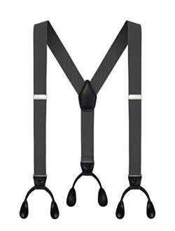 Men's Y-Back 1.4 Inches Wide Button End Elastic Adjustable Suspenders