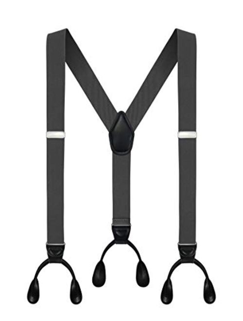 Men's Y-Back 1.4 Inches Wide Button End Elastic Adjustable Suspenders