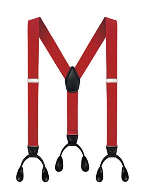 Men's Y-Back 1.4 Inches Wide Button End Elastic Adjustable Suspenders