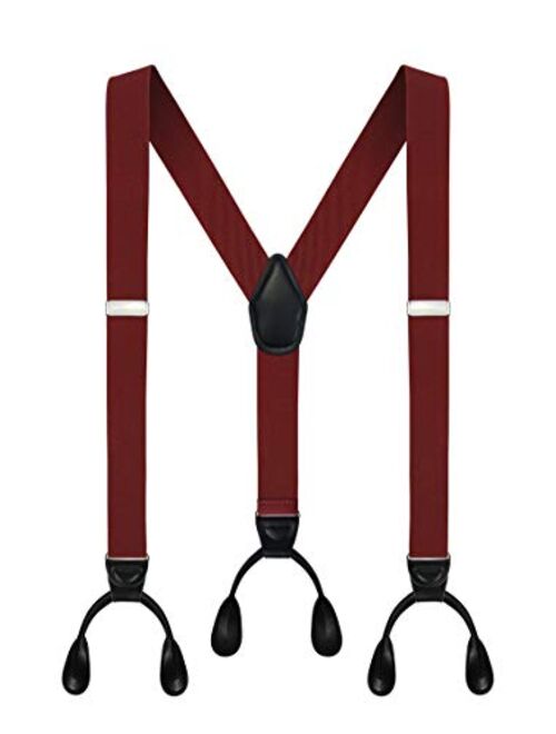 Men's Y-Back 1.4 Inches Wide Button End Elastic Adjustable Suspenders