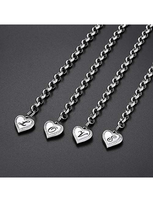 Heart Initial Bracelets for Women Girls- Stainless Steel Charm Bracelets for Women Heart Bracelets Engraved 26 Letters Initial Charm Bracelets Jewelry Gifts for Christmas