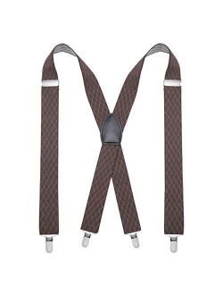 Bioterti Men’s Wide X-back 4 Clips Suspenders -Great for Casual & Formal