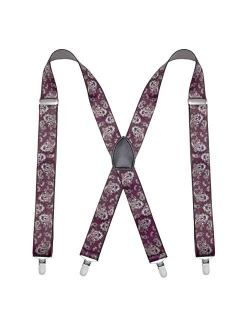 Bioterti Men’s Wide X-back 4 Clips Suspenders -Great for Casual & Formal