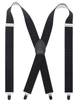 Bioterti Men’s Wide X-back 4 Clips Suspenders -Great for Casual & Formal