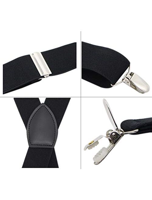 Bioterti Men’s Wide X-back 4 Clips Suspenders -Great for Casual & Formal