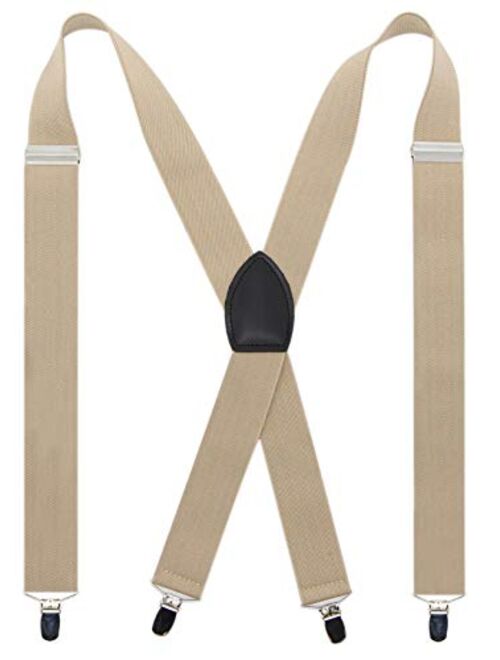 Bioterti Men’s Wide X-back 4 Clips Suspenders -Great for Casual & Formal