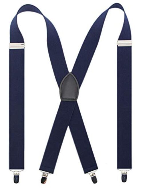 Bioterti Men’s Wide X-back 4 Clips Suspenders -Great for Casual & Formal