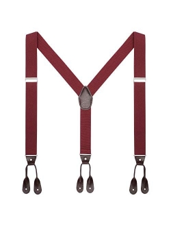 Mens Brown Button End Suspenders - Adjustable Elastic Y Shape Tuxedo Suspender by AWAYTR