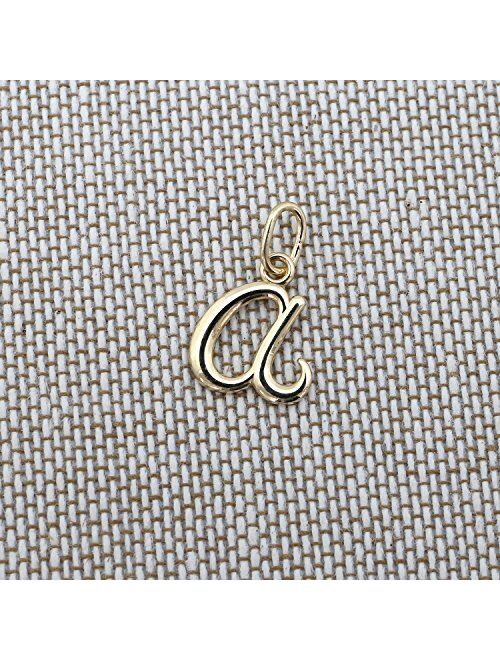 14k Yellow Gold Small Lowercase Cursive Initial Pendant Necklace