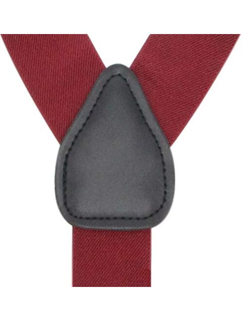 Y Back Button 1.4" Suspenders for Men with Stylish Leather Button Ends Durable Long Lasting Stretch Ultimate Fashion