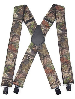 Trucker Side Clip Suspenders X-back for Hunting/Long Haul Truckers/Policemen/Bikers/Contractors,2" Wide Adjustable Braces